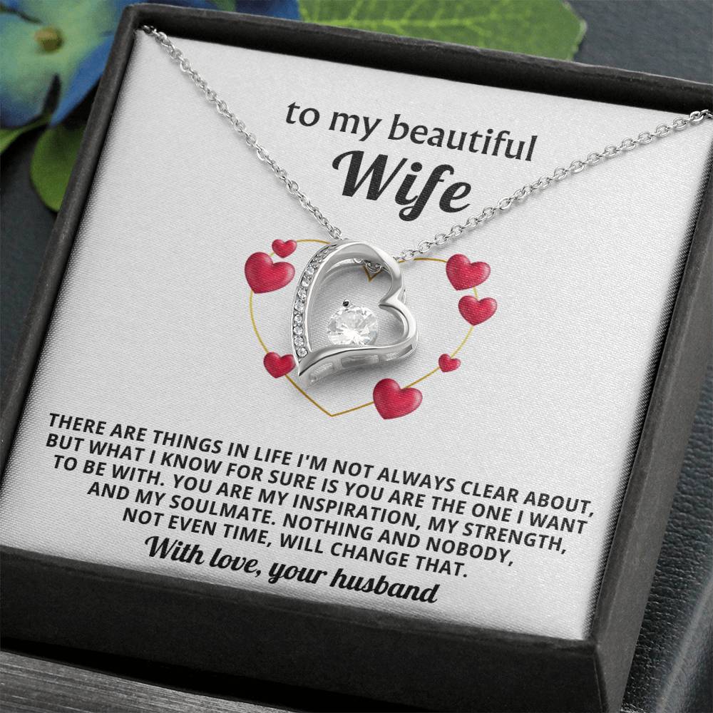 To My Beautiful Wife Heart Necklace Gift