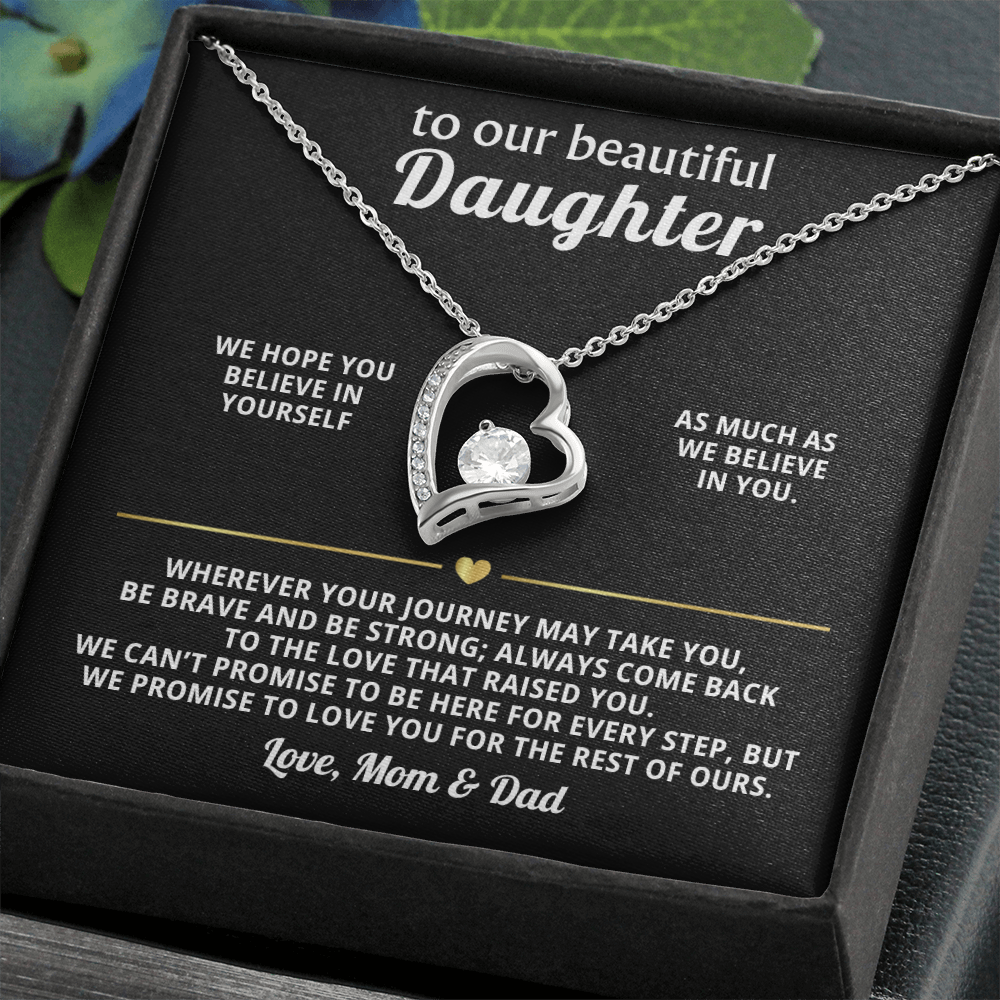 To Our Beautiful Daughter Heart Necklace Gift from Mom Dad