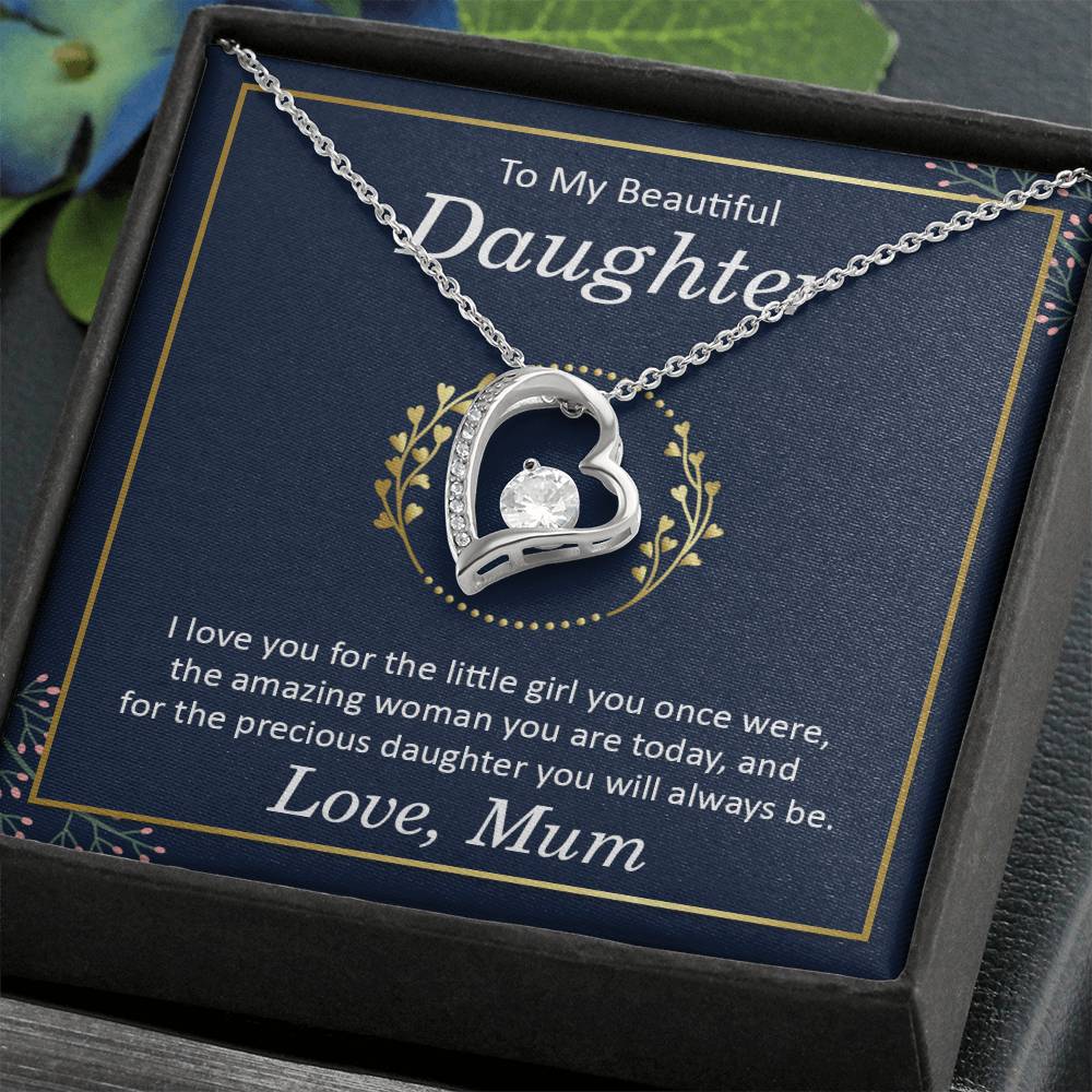 To My Beautiful Daughter - I Love You Heart Necklace Gift-[Heartfelt Family Gift]