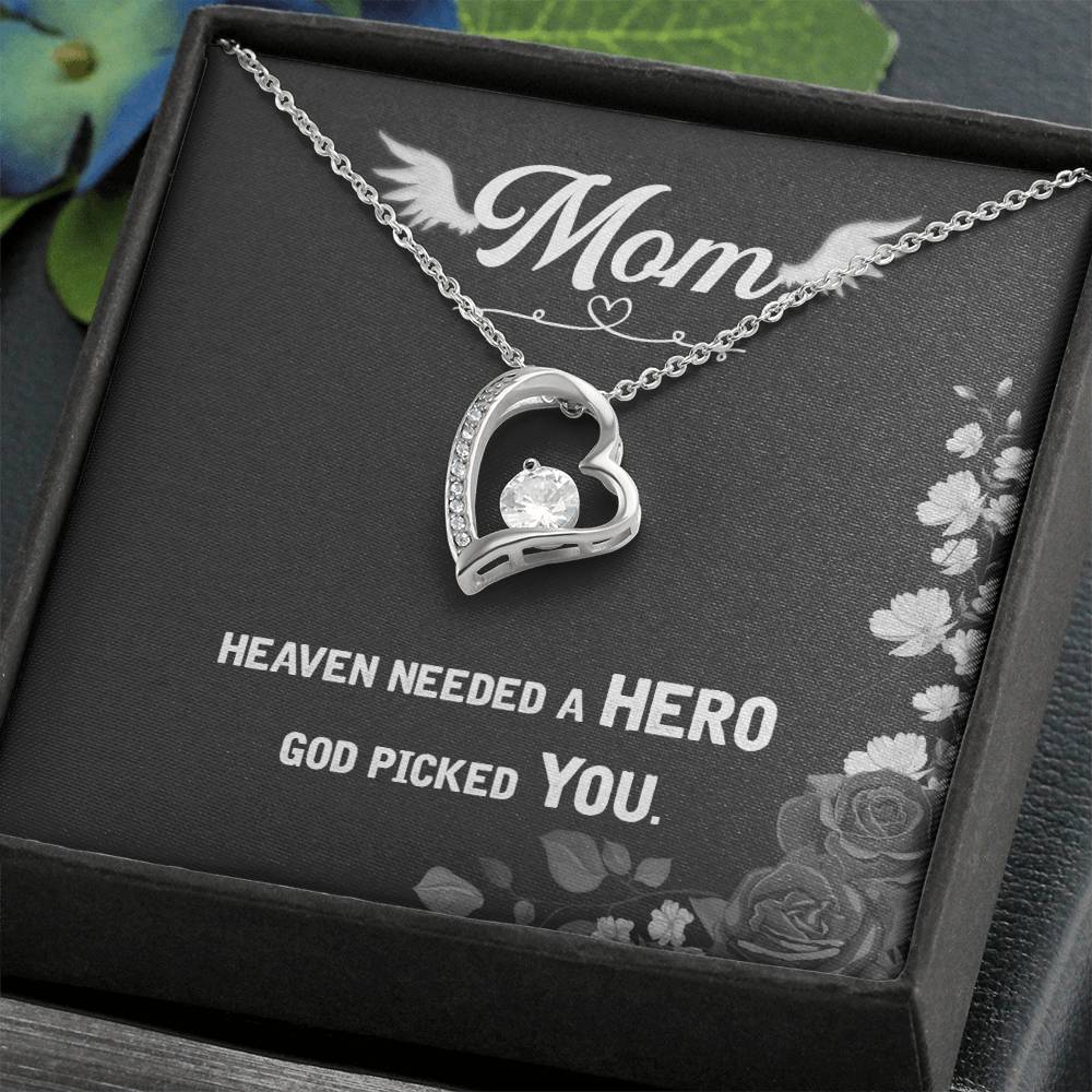 Mom Heaven Needed a Hero Heart Necklace Gift-[Heartfelt Family Gift]