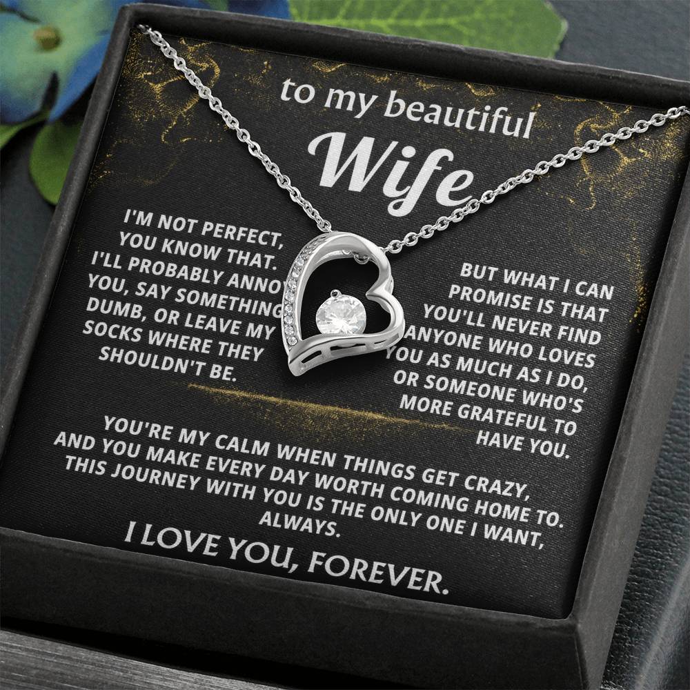 To My Wife Heart Necklace Gift