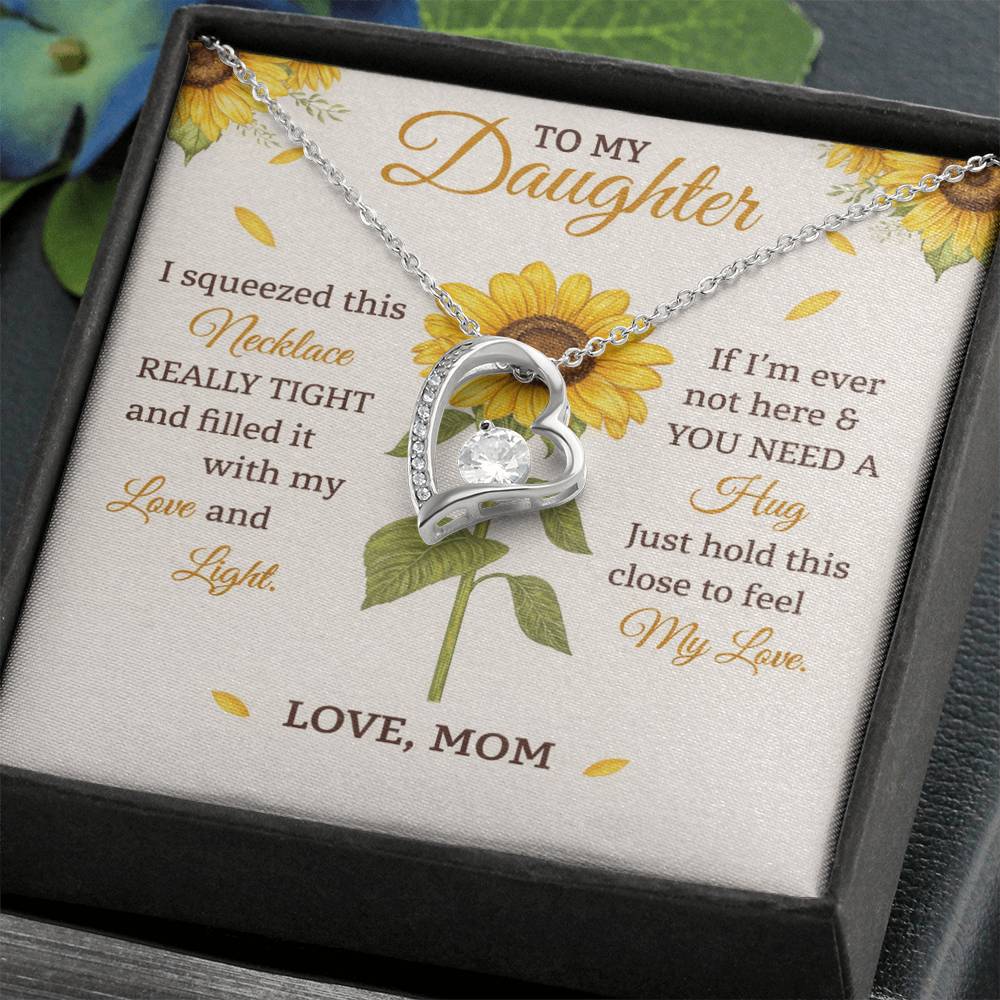 Daughter Sunflower Heart Necklace Gift from Mom