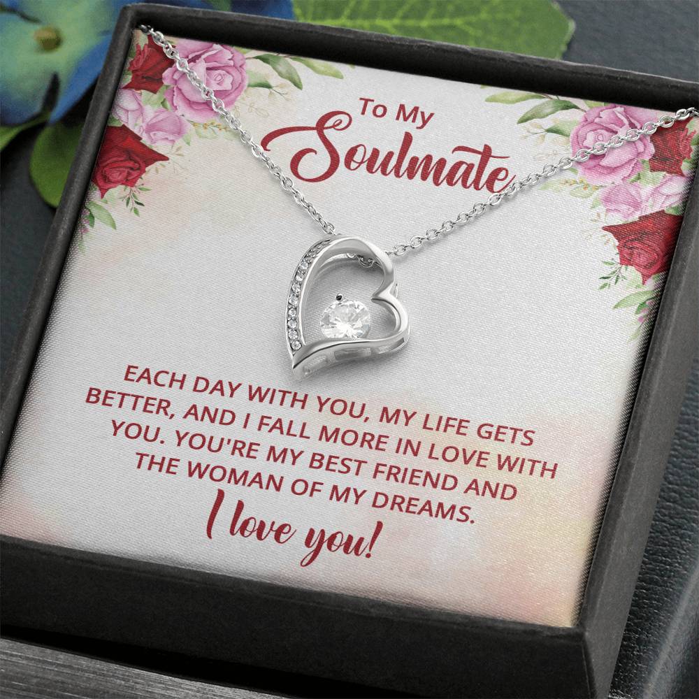 To My Soulmate -  Woman Of My Dreams Heart Necklace Gift-[Heartfelt Family Gift]
