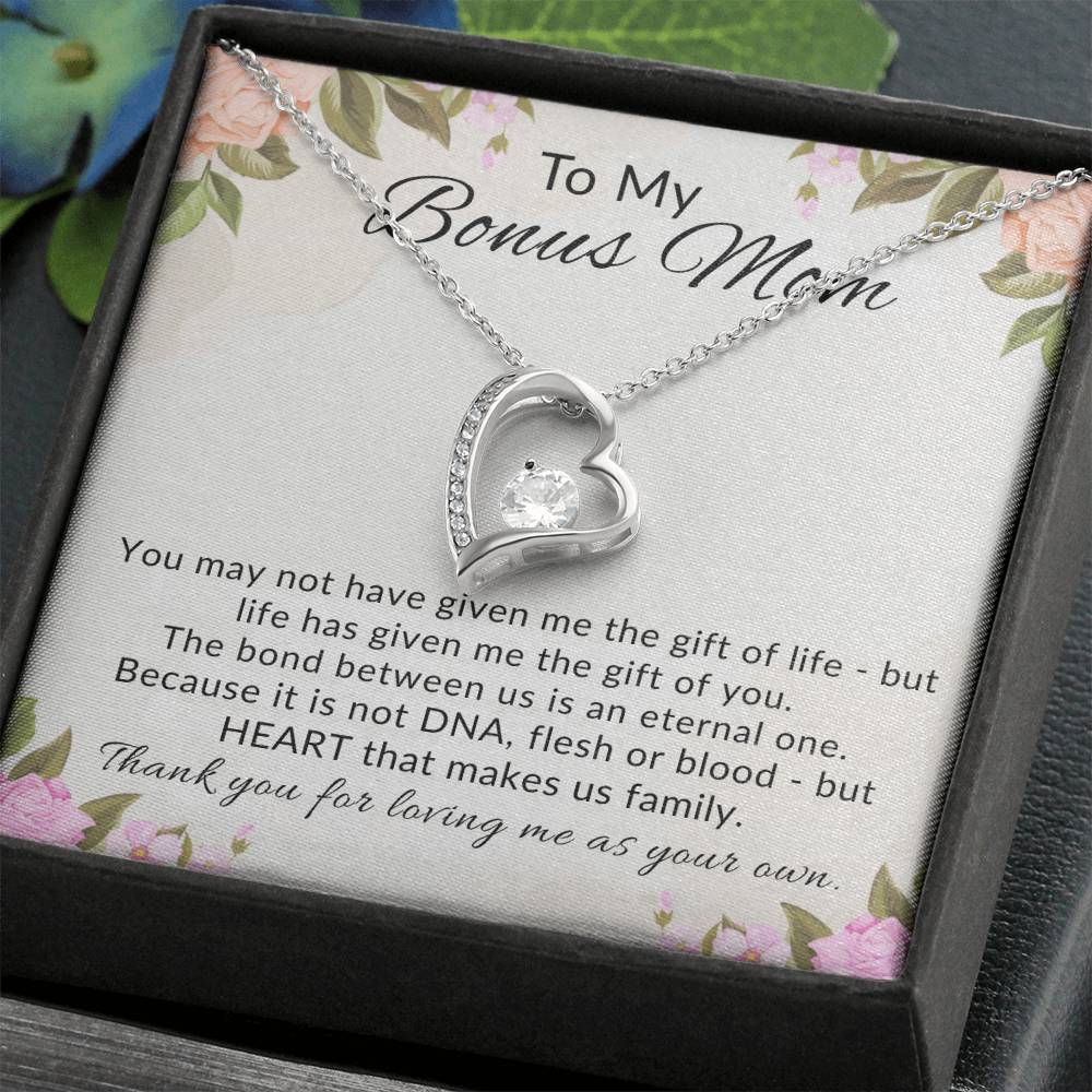 To My Bonus Mom Heart Necklace Gift from Stepdaughter