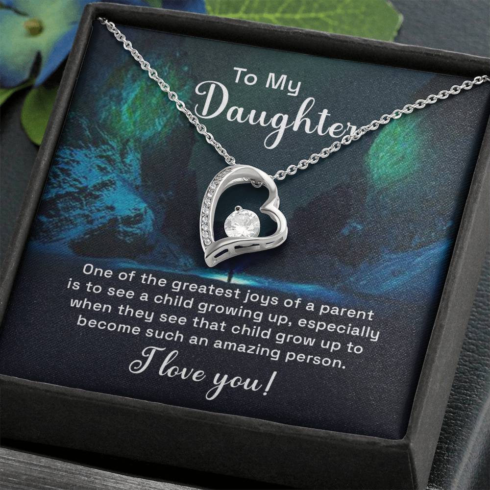 Daughter Greatest Joy Heart Necklace Gift-[Heartfelt Family Gift]