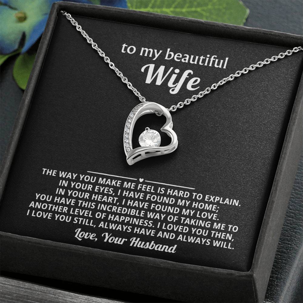 To My Beautiful Wife Heart Necklace Gift