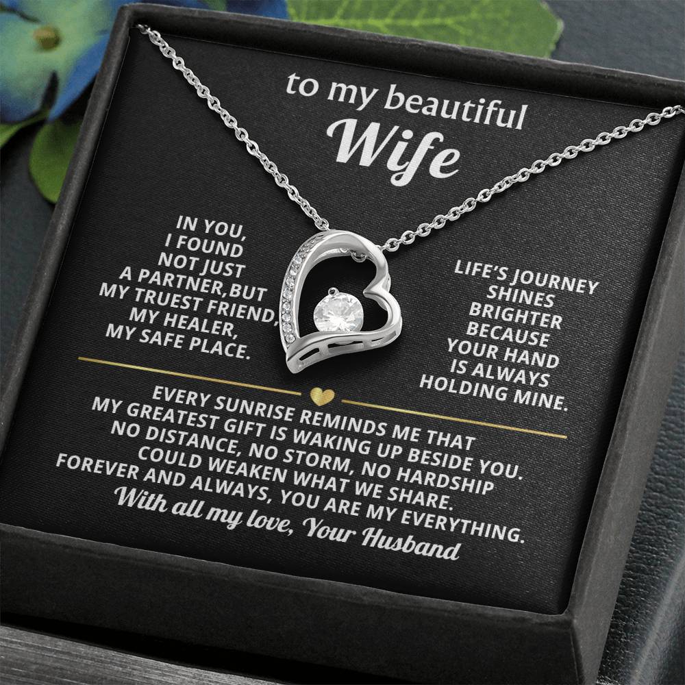 To My Beautiful Wife Heart Necklace