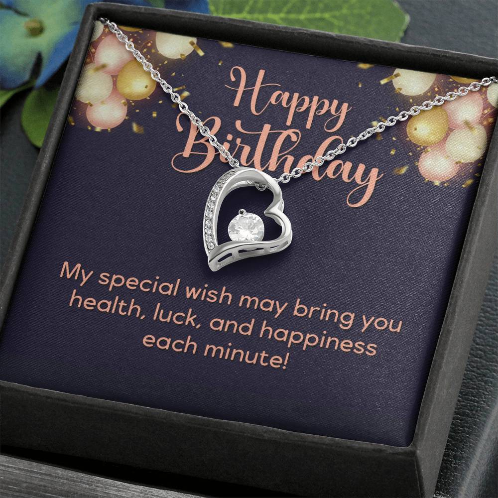 Happy Birthday Heart Necklace Gift-[Heartfelt Family Gift]