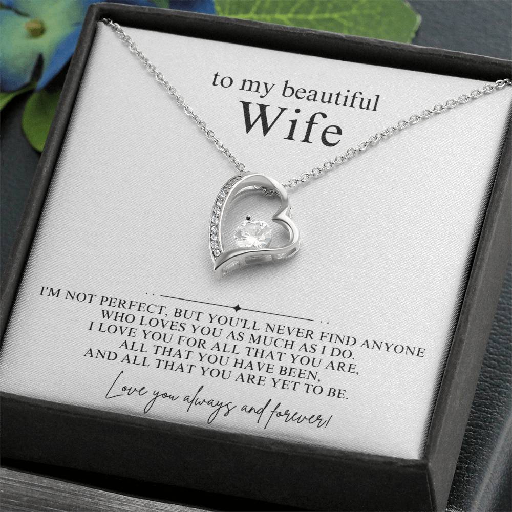To My Beautiful Wife Heart Necklace Gift