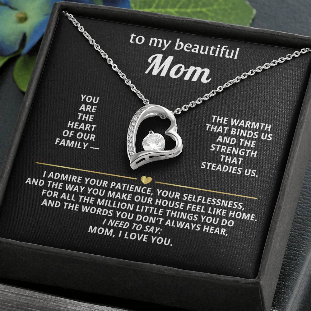 To My Beautiful Mom Heart Necklace