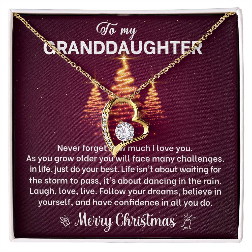 Merry Christmas Granddaughter Heart Necklace Gift-[Heartfelt Family Gift]