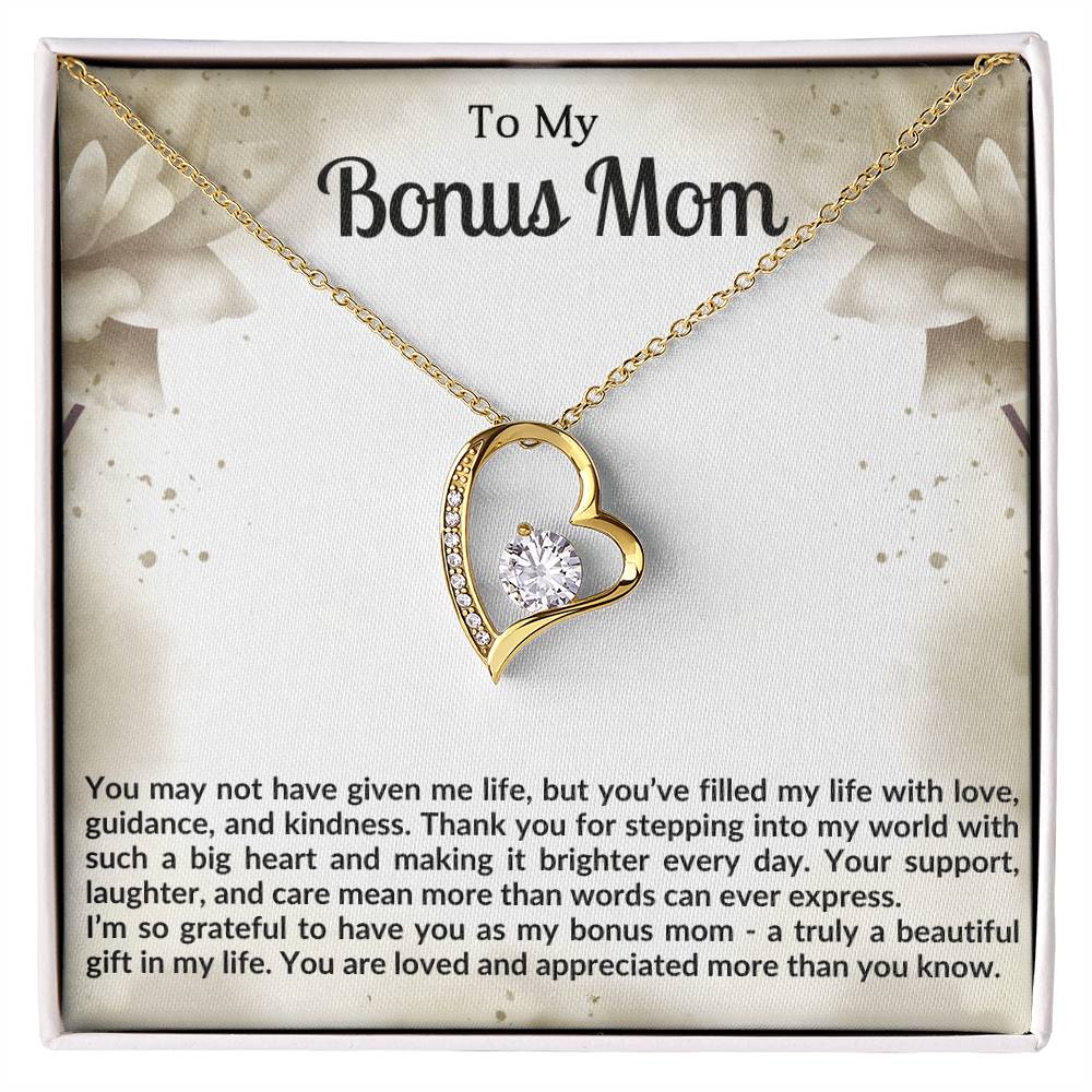 To My Bonus Mom Heart Necklace Gift