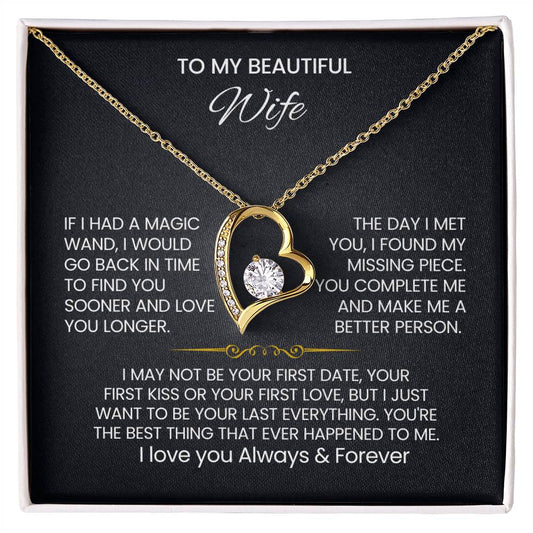 To My Beautiful Wife Heart Necklace