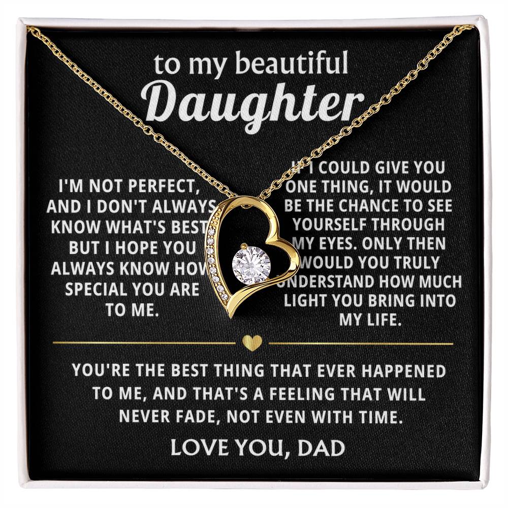 To My Beautiful Daughter Heart Necklace Gift