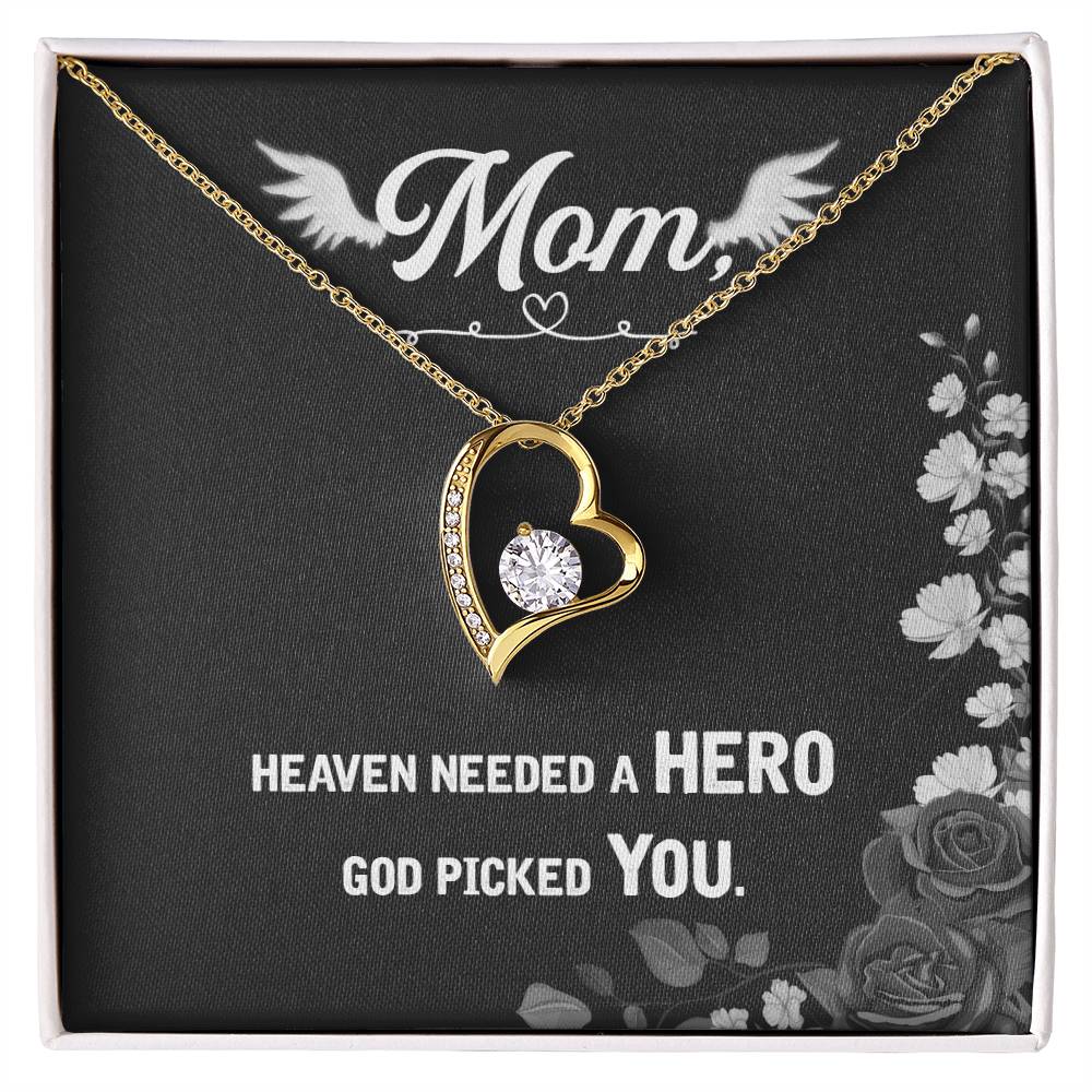 Mom Heaven Needed a Hero Heart Necklace Gift-[Heartfelt Family Gift]