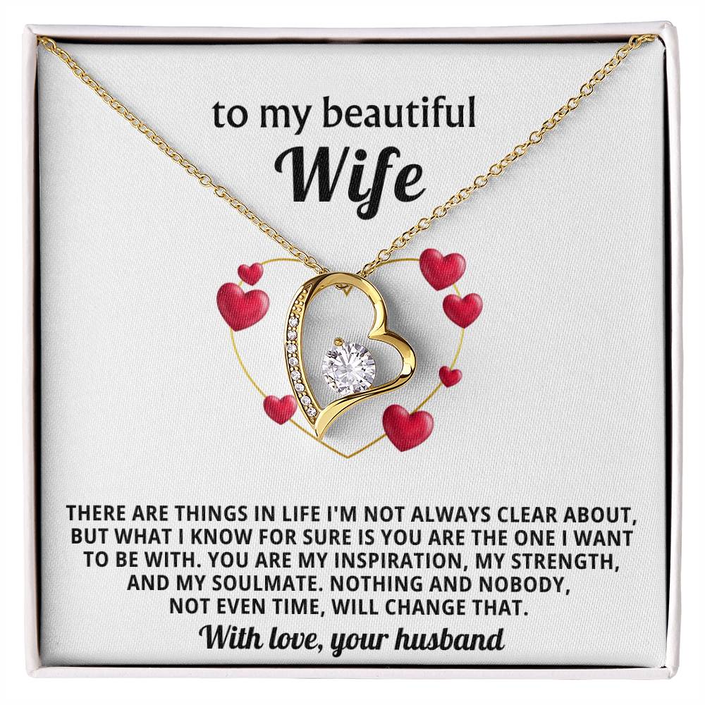 To My Beautiful Wife Heart Necklace Gift