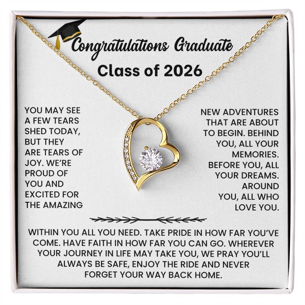 Class of 2026 Graduation Necklace Gift - Heart