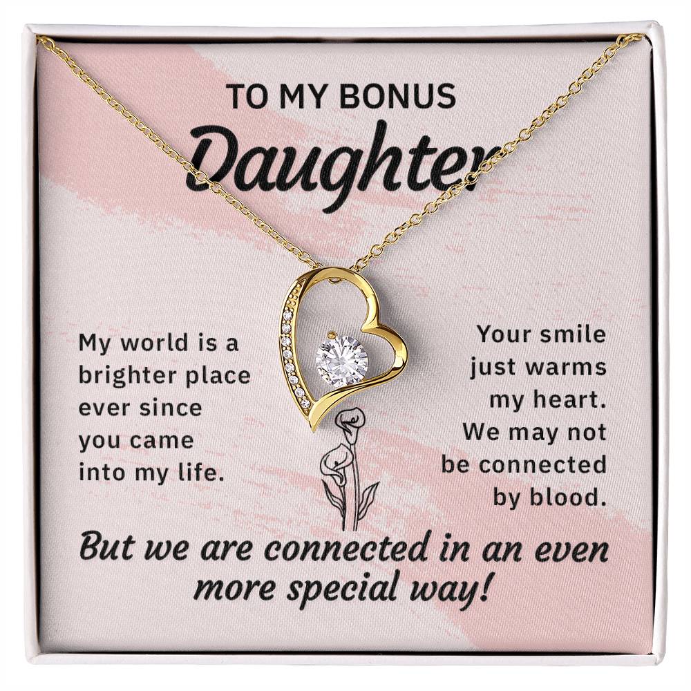 Stepdaughter My World Is A Brighter Place Heart Necklace Gift-[Heartfelt Family Gift]