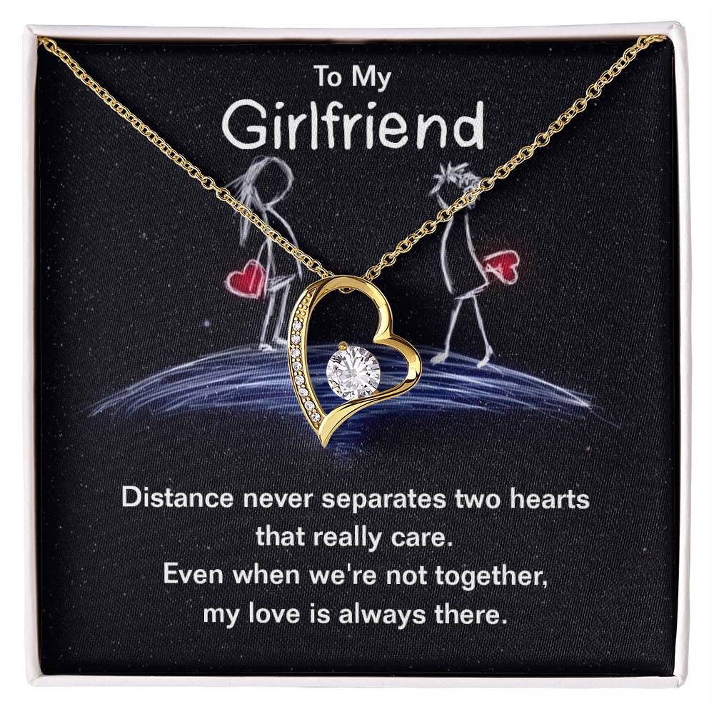 Girlfriend - Distance Never Separates Two Hearts Heart Necklace Gift-[Heartfelt Family Gift]