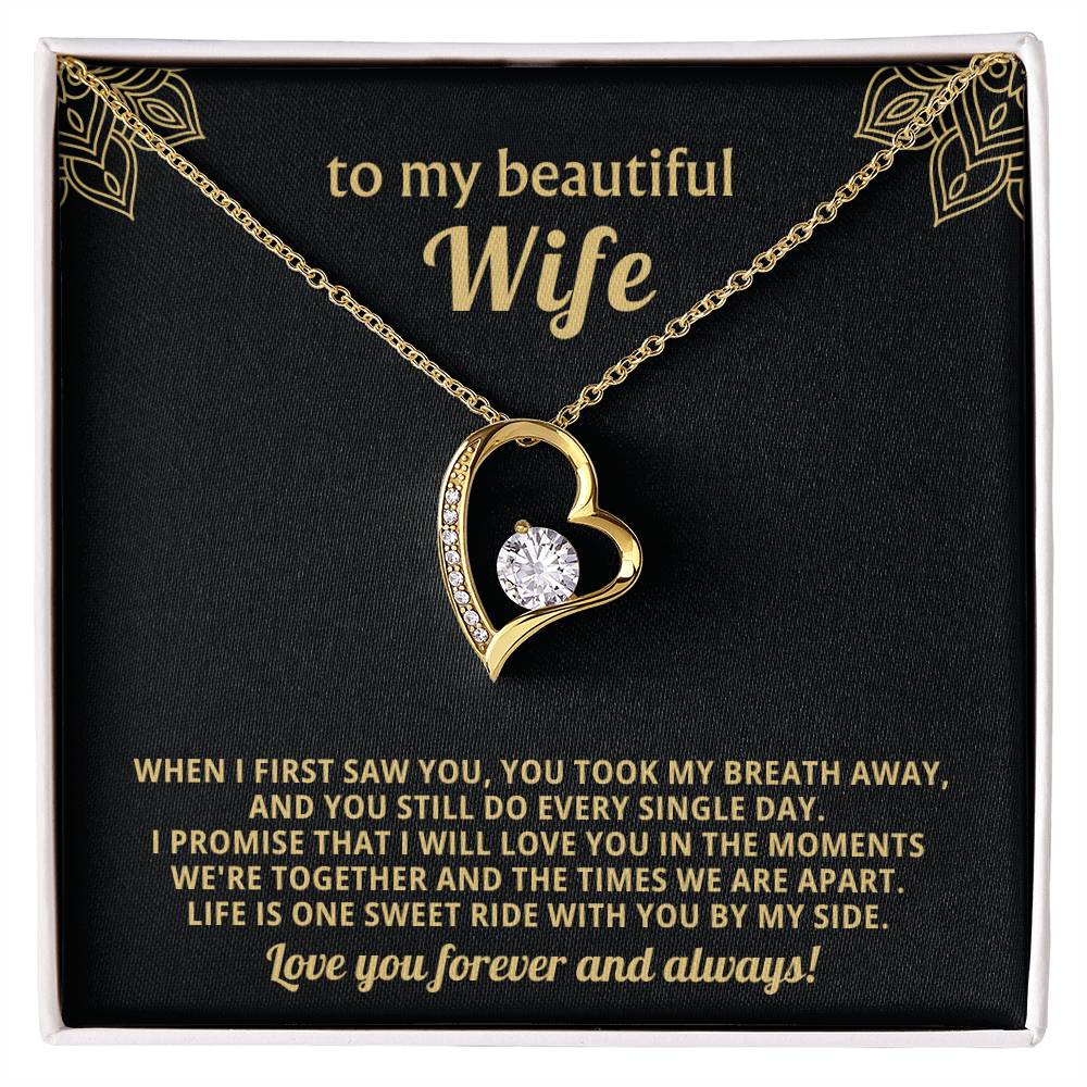 To My Beautiful Wife Heart Necklace Gift