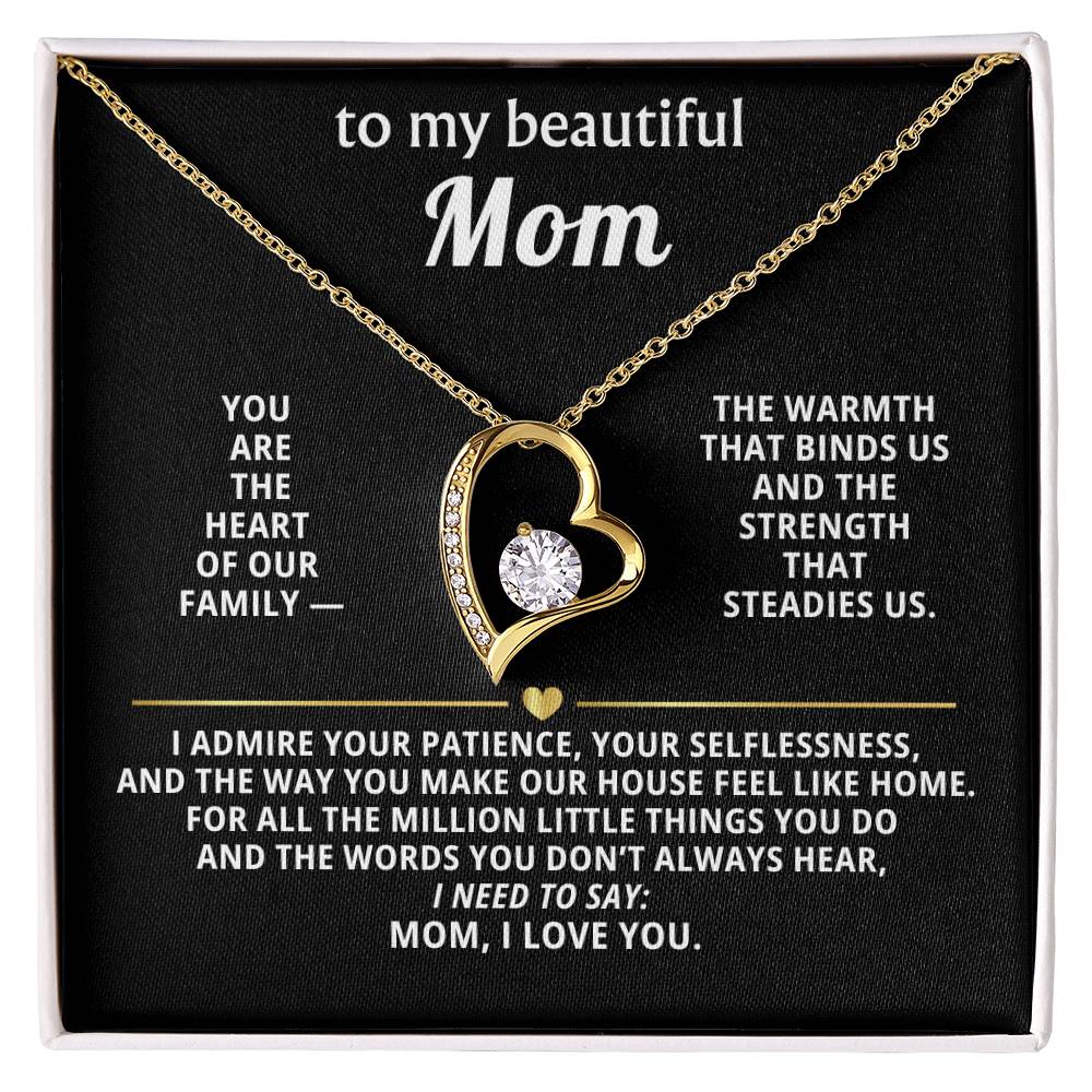 To My Beautiful Mom Heart Necklace
