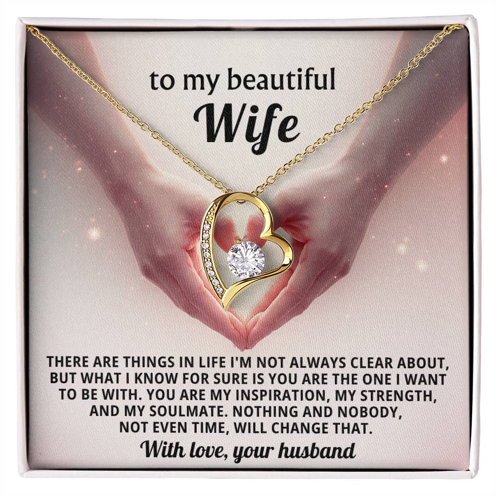To My Beautiful Wife Heart Necklace Gift