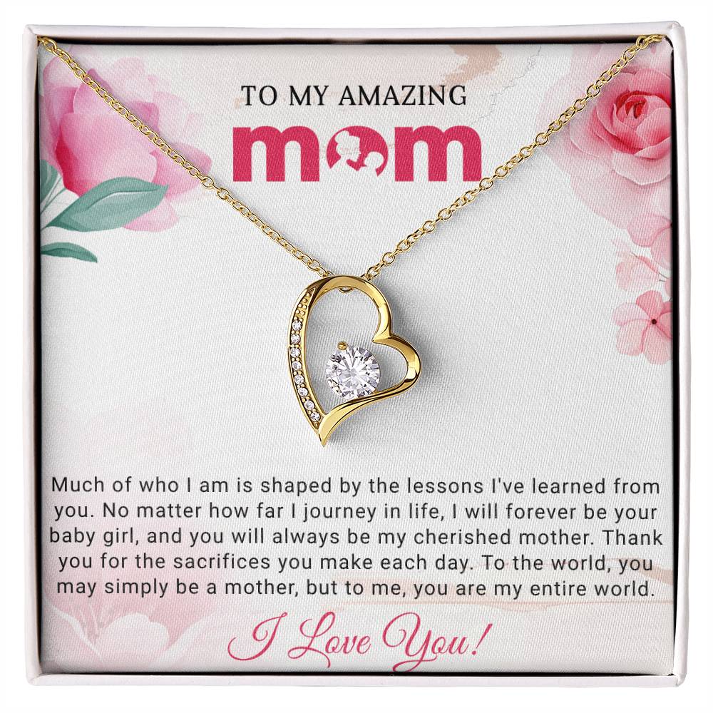 To My Mom Heart Necklace Gift