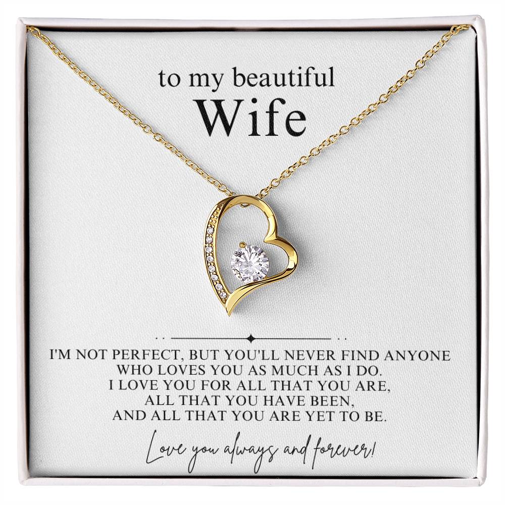 To My Beautiful Wife Heart Necklace Gift