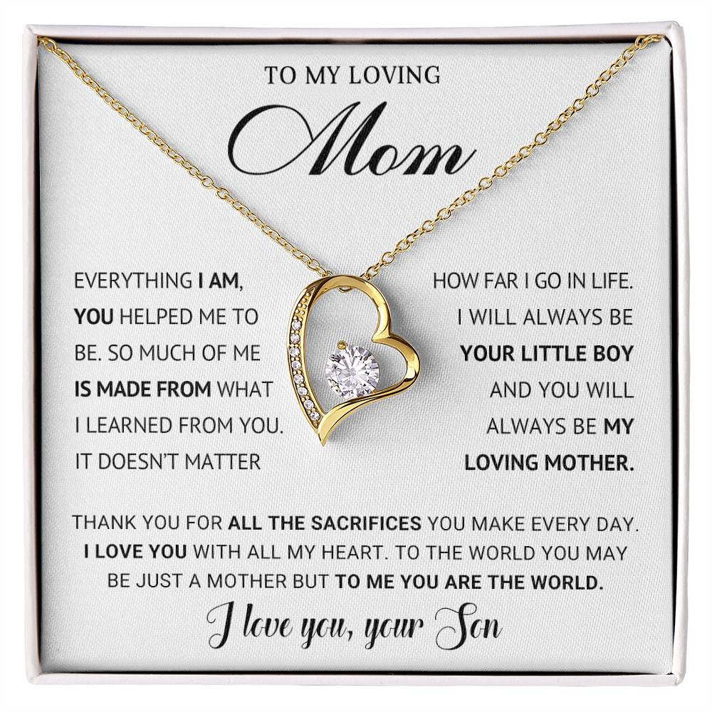To My Mom Heart Necklace Gift