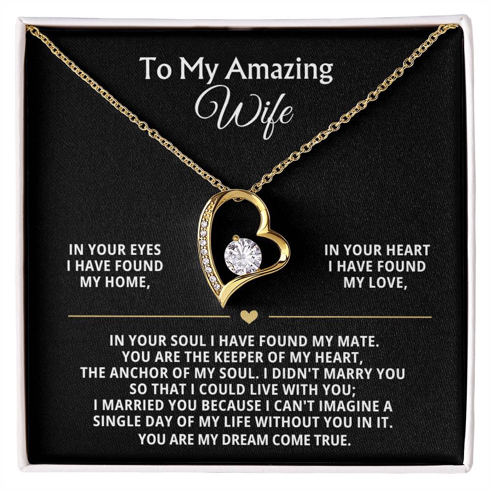To My Amazing Wife Heart Necklace Gift