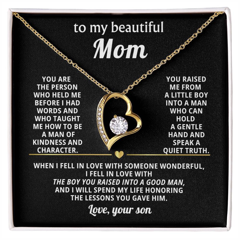 Mom Heart Necklace Gift from Son