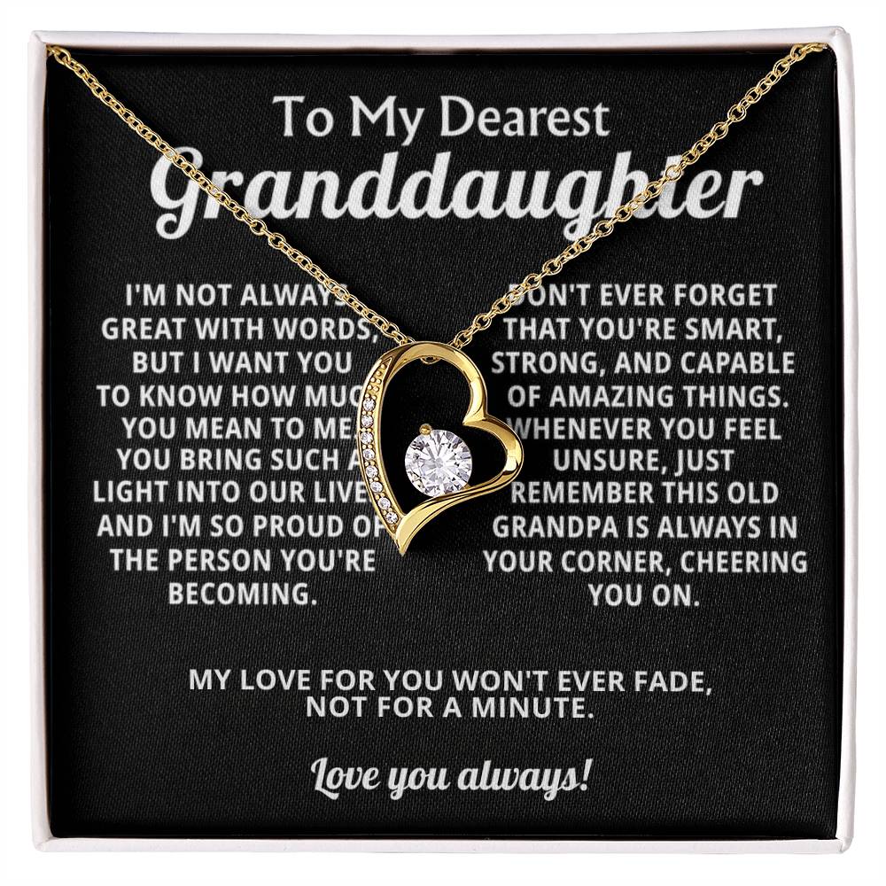 To My Granddaughter Heart Necklace Gift