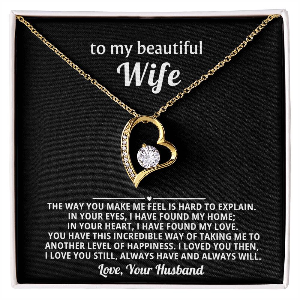 To My Beautiful Wife Heart Necklace Gift