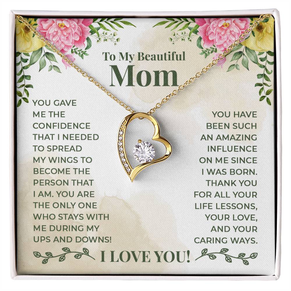 To My Beautiful Mom -An Amazing Influence-  Heart Necklace Gift-[Heartfelt Family Gift]