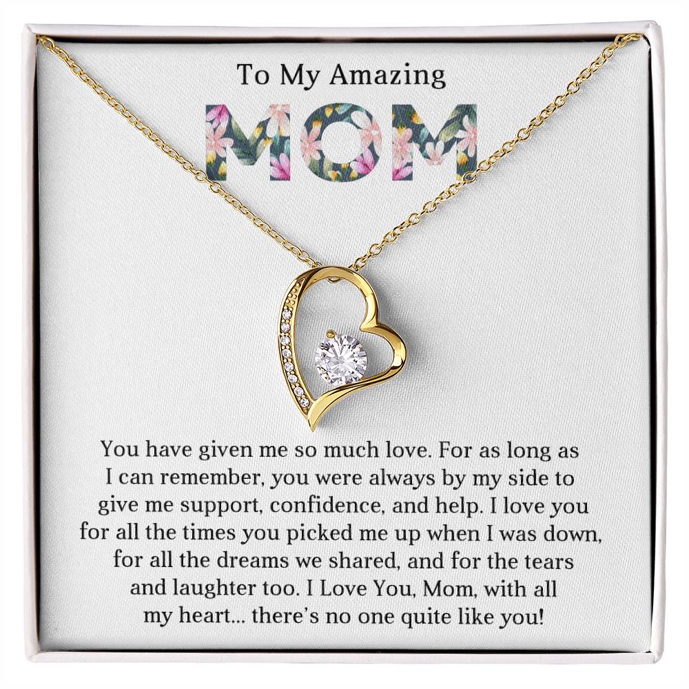 To My Mom Heart Necklace Gift