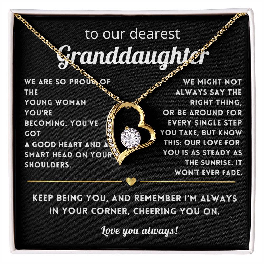 To My Granddaughter Heart Necklace Gift