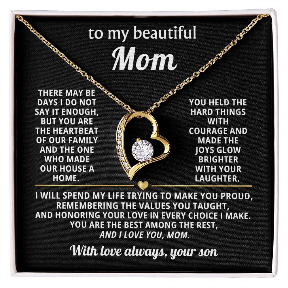 Mom Heart Necklace Gift from Son