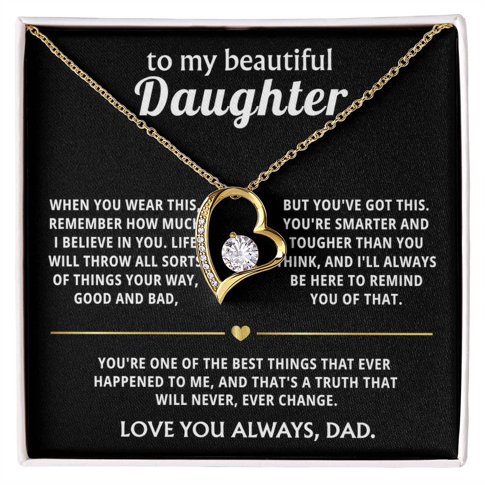 To My Beautiful Daughter I Believe In You Heart Necklace