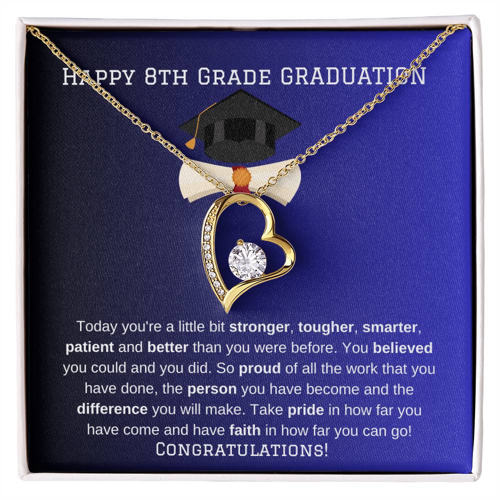 8th Grade Graduation Heart Necklace Gift-[Heartfelt Family Gift]