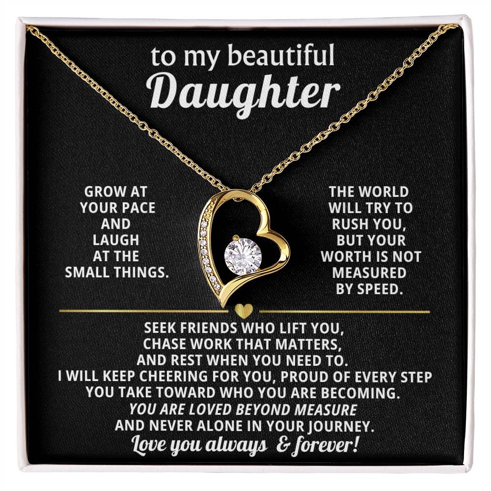 To My Daughter Heart Necklace Gift