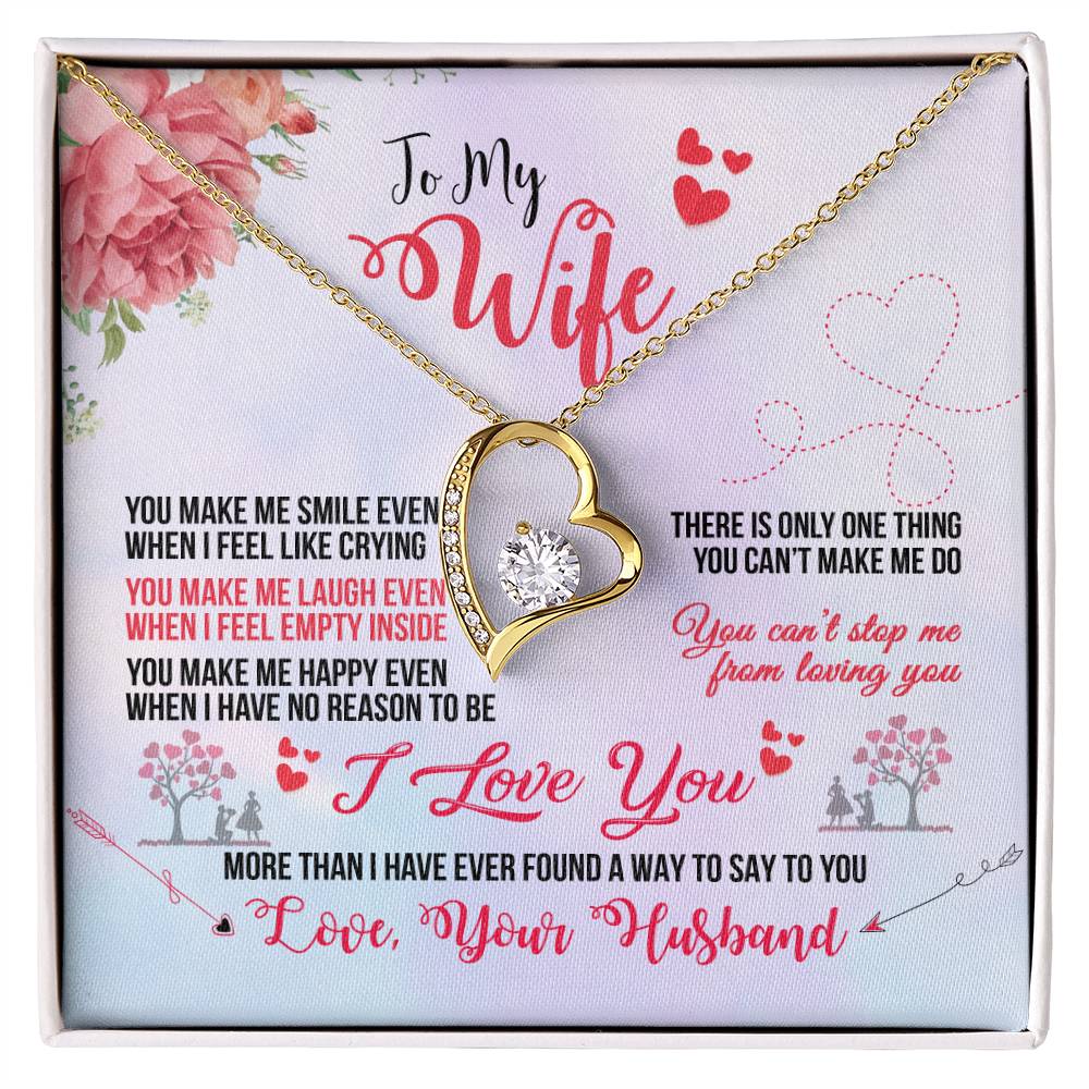 Wife and Heart Necklace - Perfect Gift for a Special OccasionSmiling Wife Heart Necklace - Thoughtful Gift for a Special Occasion-[Heartfelt Family Gift]