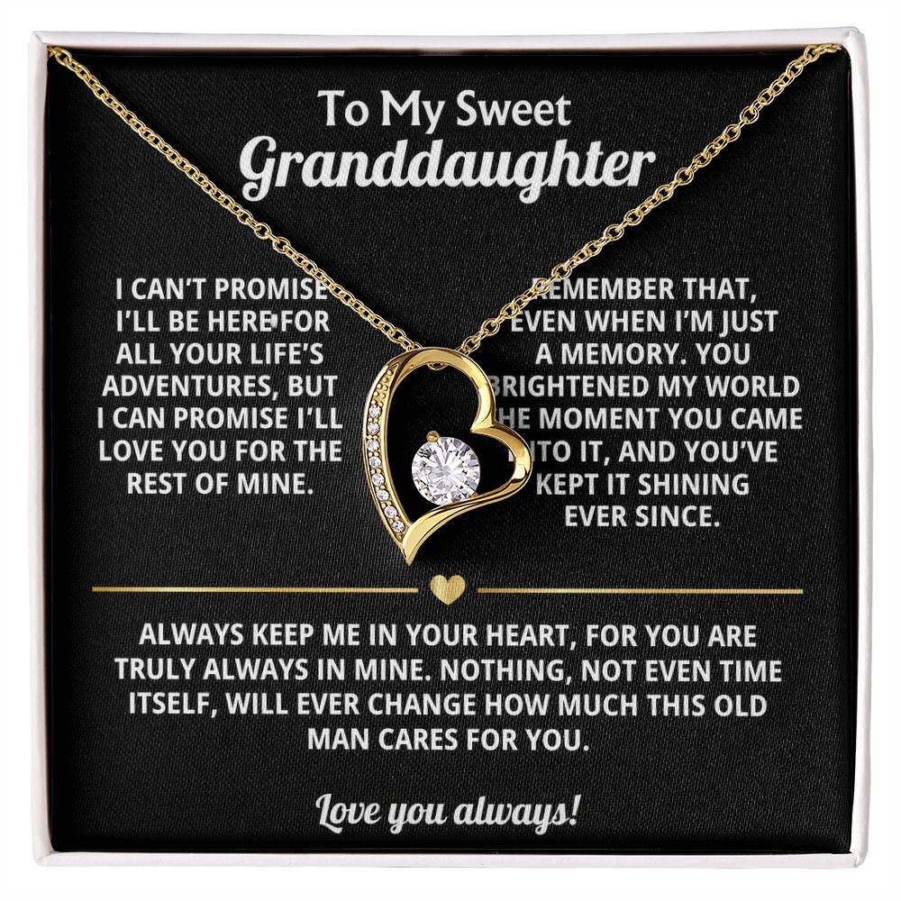 To My Granddaughter Heart Necklace Gift