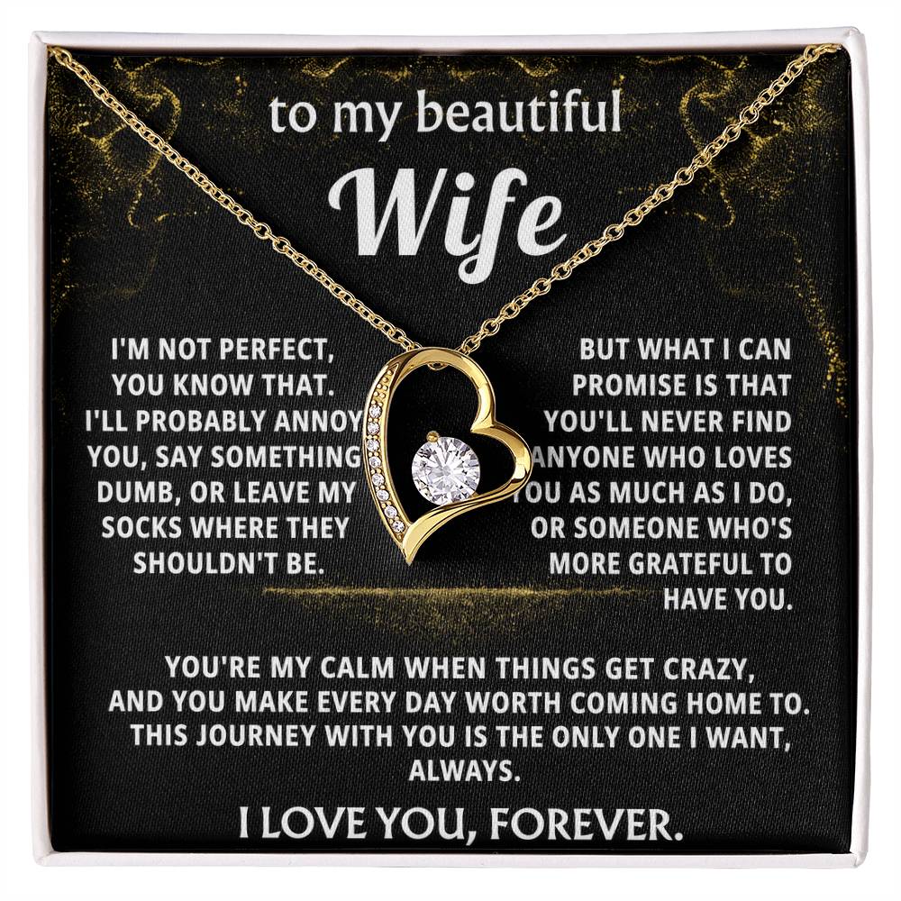 To My Wife Heart Necklace Gift