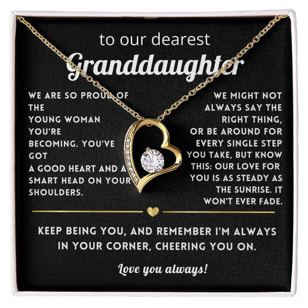 To My Granddaughter Heart Necklace Gift
