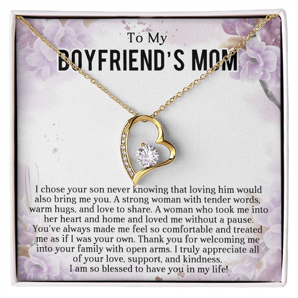 To My Boyfriends Mom Heart Necklace Gift