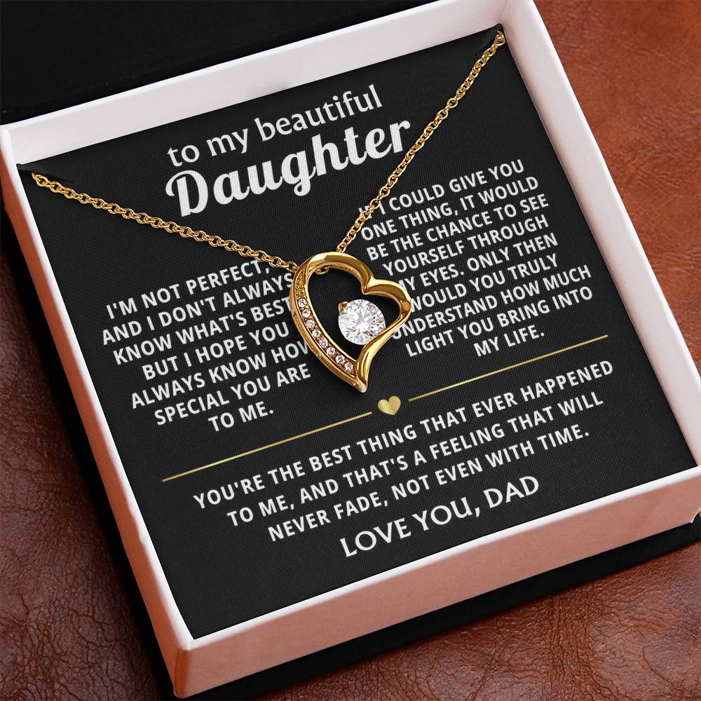 To My Beautiful Daughter Heart Necklace Gift