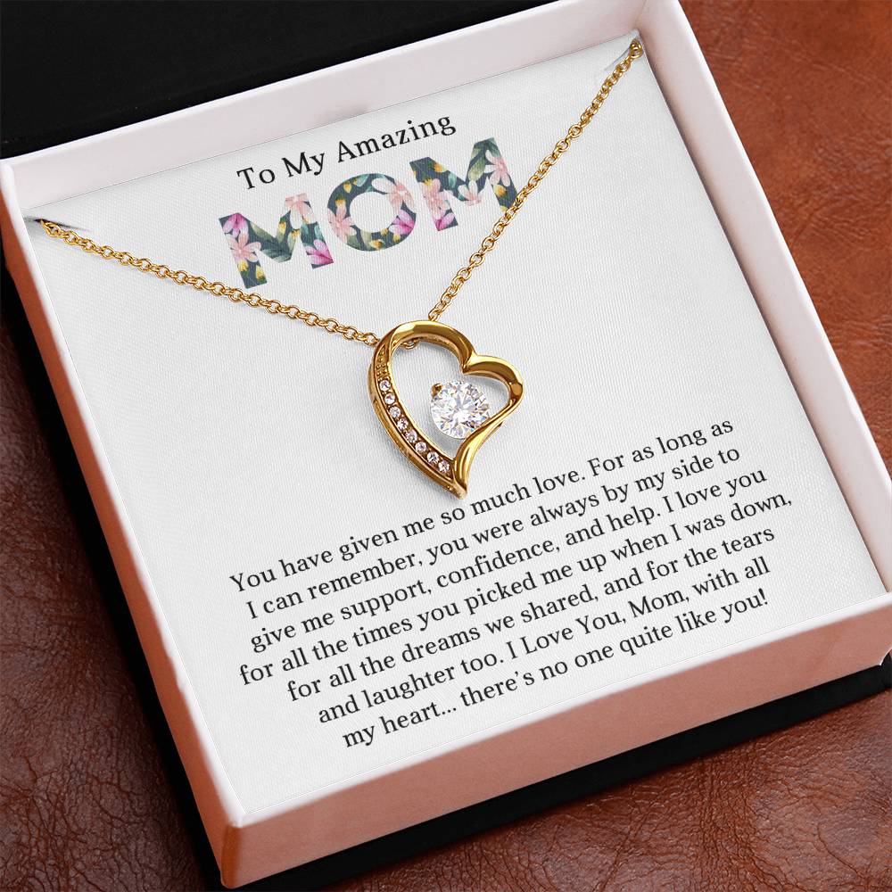 To My Mom Heart Necklace Gift