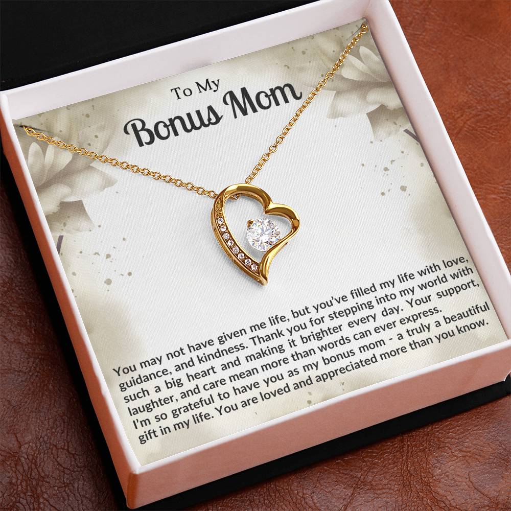 To My Bonus Mom Heart Necklace Gift