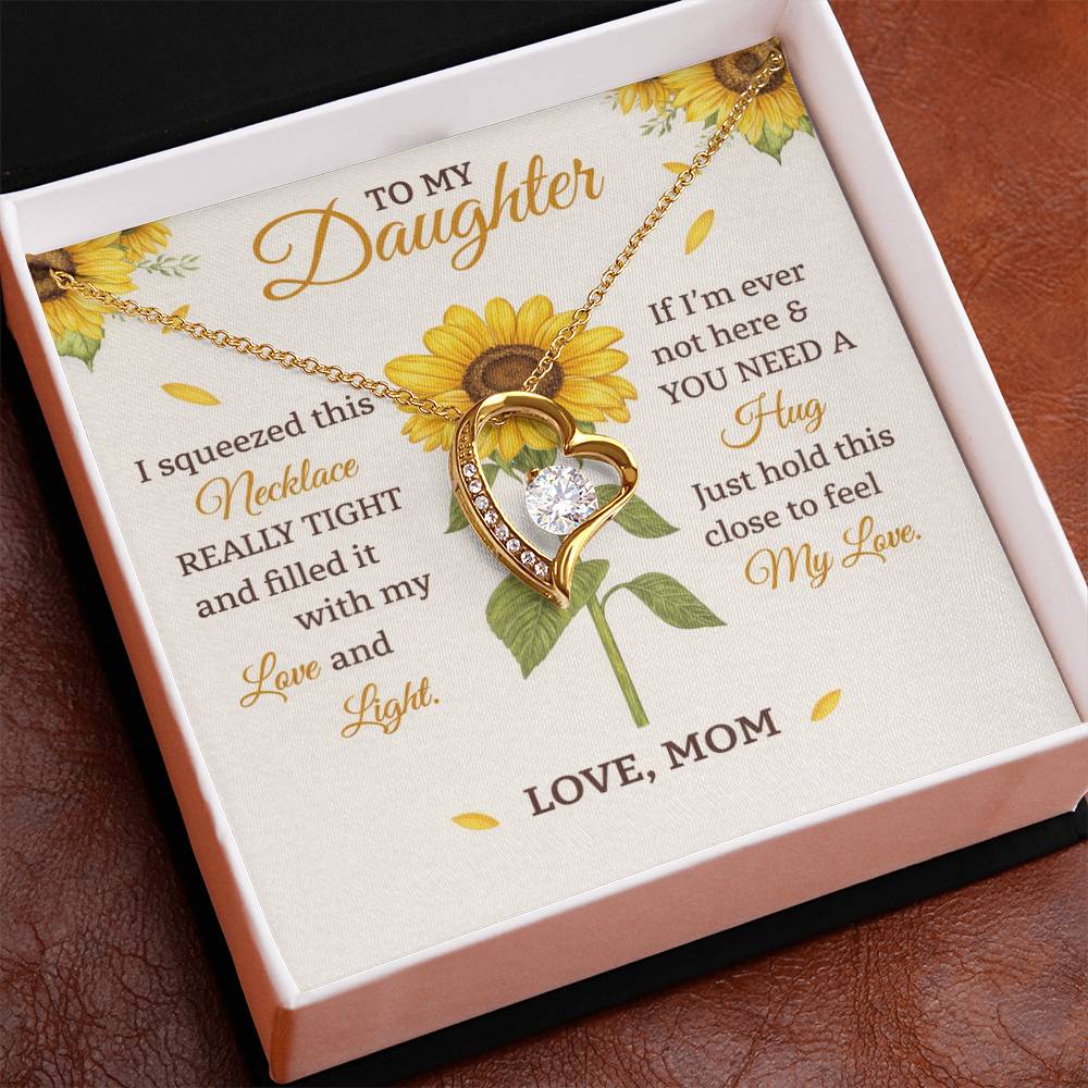 Daughter Sunflower Heart Necklace Gift from Mom