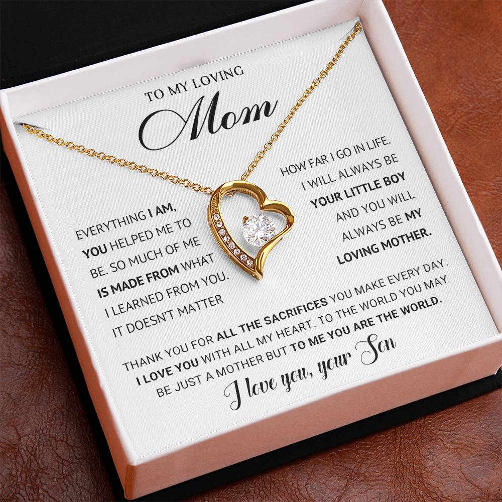 To My Mom Heart Necklace Gift